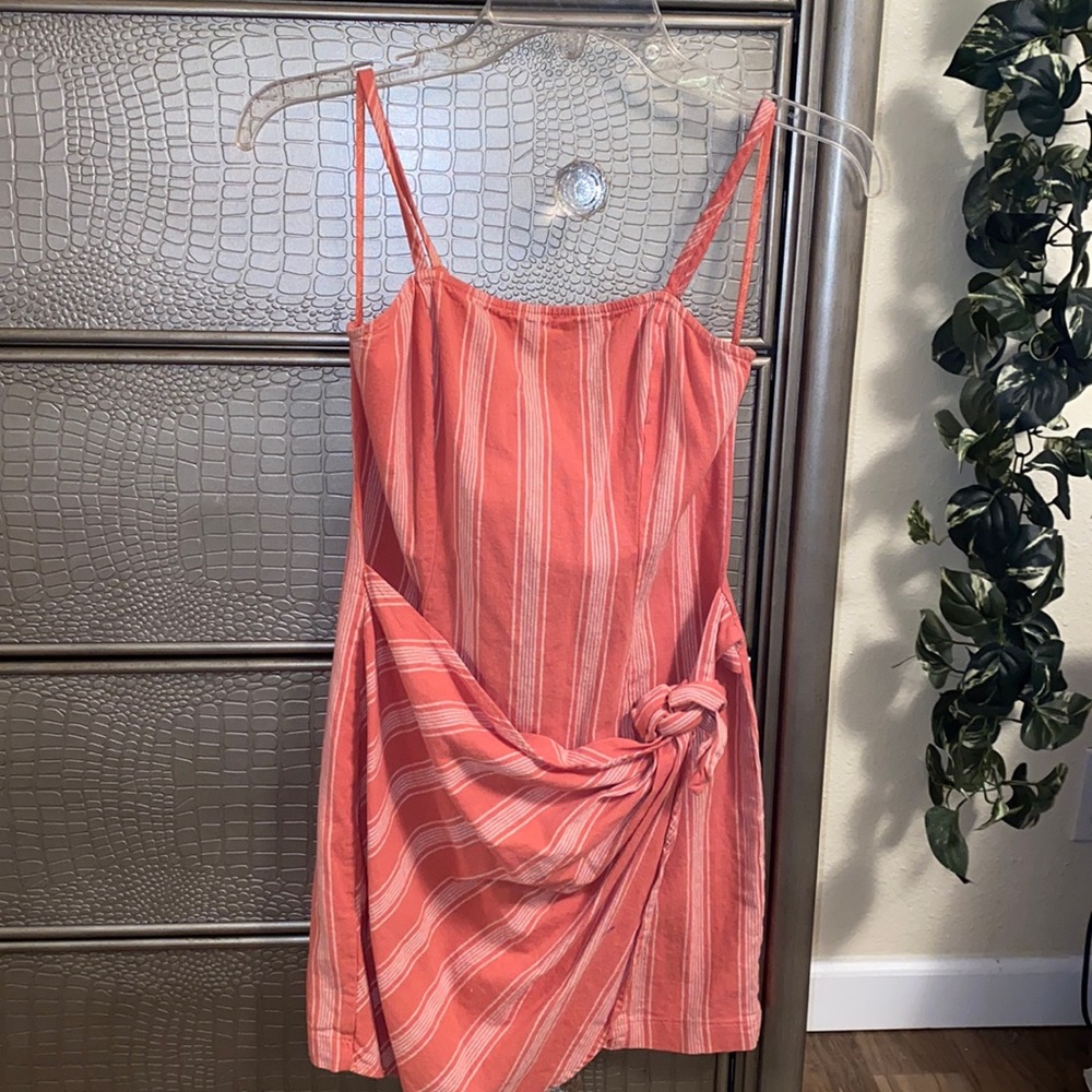 Peach with White Stripes Mini dress